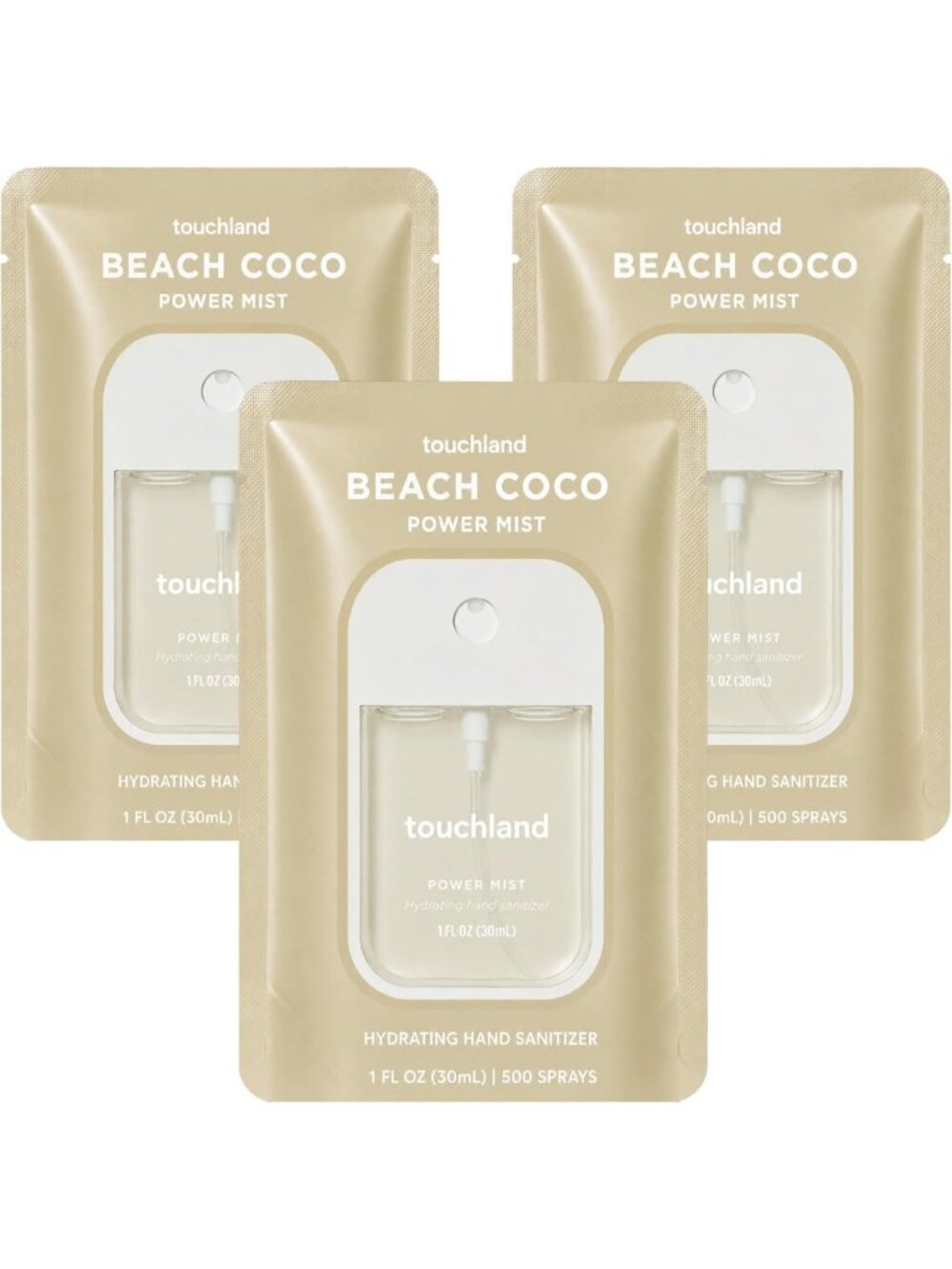 Hydrating Beach Coco Hand Sanitizer Spray - 3 Pack Travel Size, Moisturizing